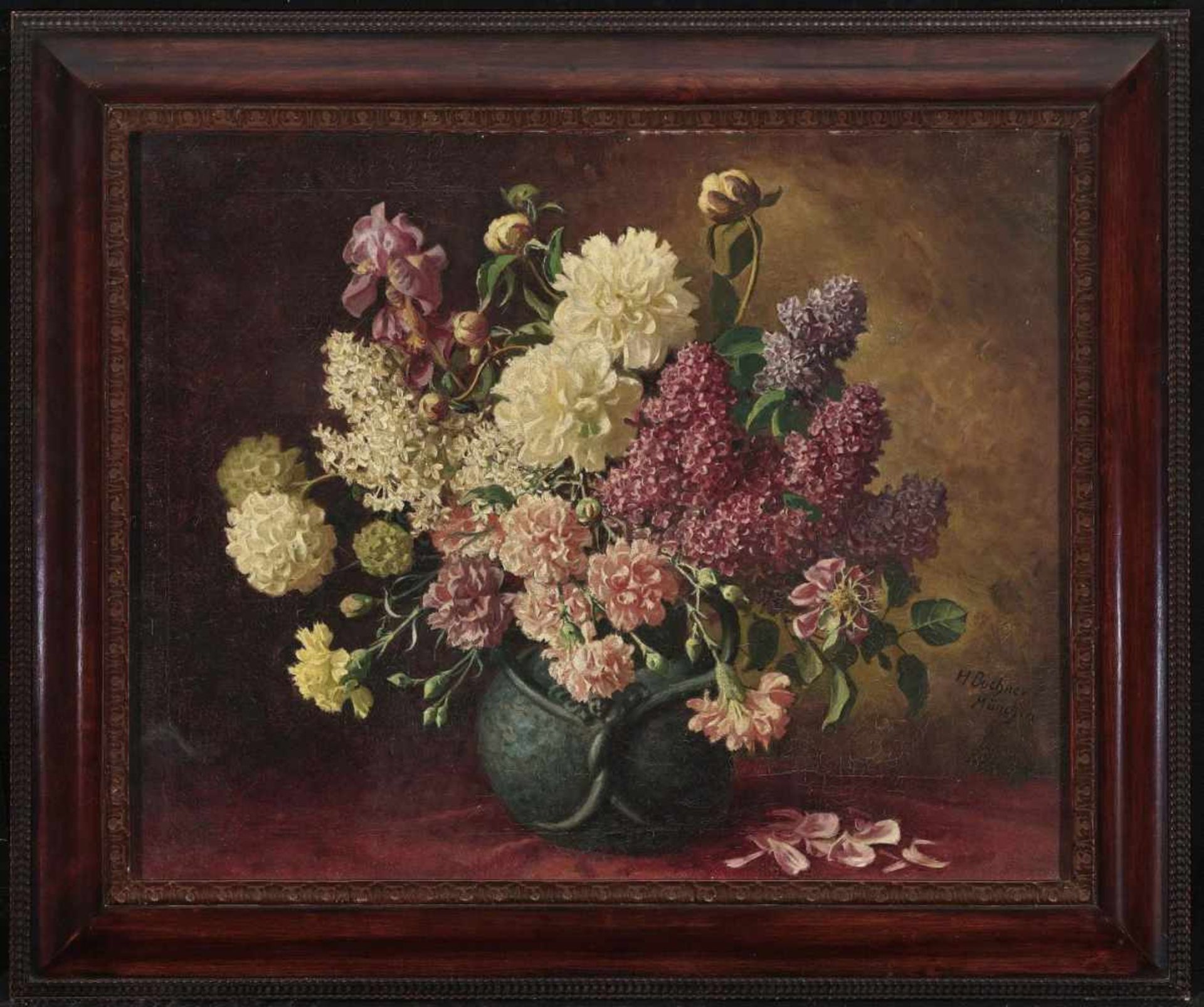 Buchner, HansStill Life of Flowers Signed lower right and inscribed with place name München. Oil - Bild 2 aus 2