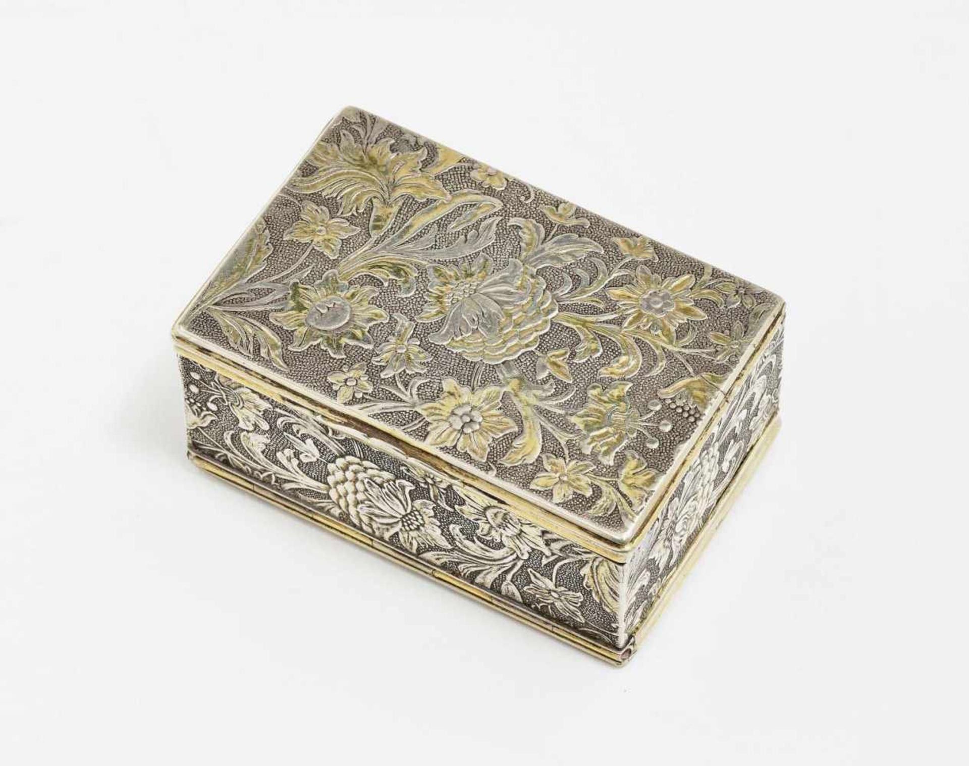 A Double Snuff BoxProbably Kronstadt, 18th Century Silver, partly gilt. Hammered decoration on