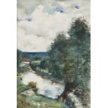 Lesser Ury, 1861 Birnbaum/Posen - 1931 BerlinRiver Landscape Watercolour on paper, mounted on