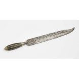 A Hunting KnifeProbably Liguria, 19th Century Robust steel blade. Oval horn grip with silver-