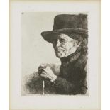 Wilhelm LeiblPortrait of the Painter Sperl - Old Peasant with Walking Stick Two etchings on handmade