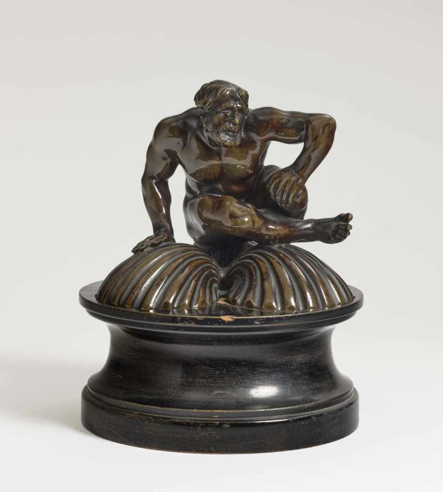 A River GodNorthern Italy (Venice?), circa 1600 Crouching on the left knee, on a trefoil cockle