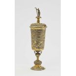 A Silver Cup and CoverUlm, 1609 - 1619, probably Hans Baur Silver, gold-plated. Tapering cylindrical