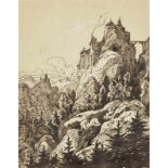 Franz Graf von PocciLandscape with Castle Monogrammed FP lower left. Verso inscribed and dedications