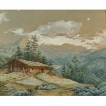 South German School, 19th CenturyAlpine Hut Indistinctly monogrammed lower left LD (or LP?).