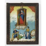 Ex VotoSouth German, dated 1835 Reverse glass painting. 28.5 x 22 cm. Framed.Saints, Sacred art,