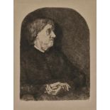 Wilhelm LeiblLeibl's Mother Etching on vellum (Billeter 5, II). 33 x 26.1 cm. Time-stained. Minor