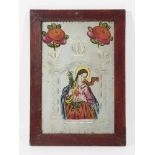 The Immaculate Heart of MaryBohemia, 19th Century Mirrored reverse glass painting with etched