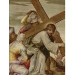 German School late 16th CenturyThe Carrying of the Cross Oil on copper. 36.5 x 27.5 cm. Restored.