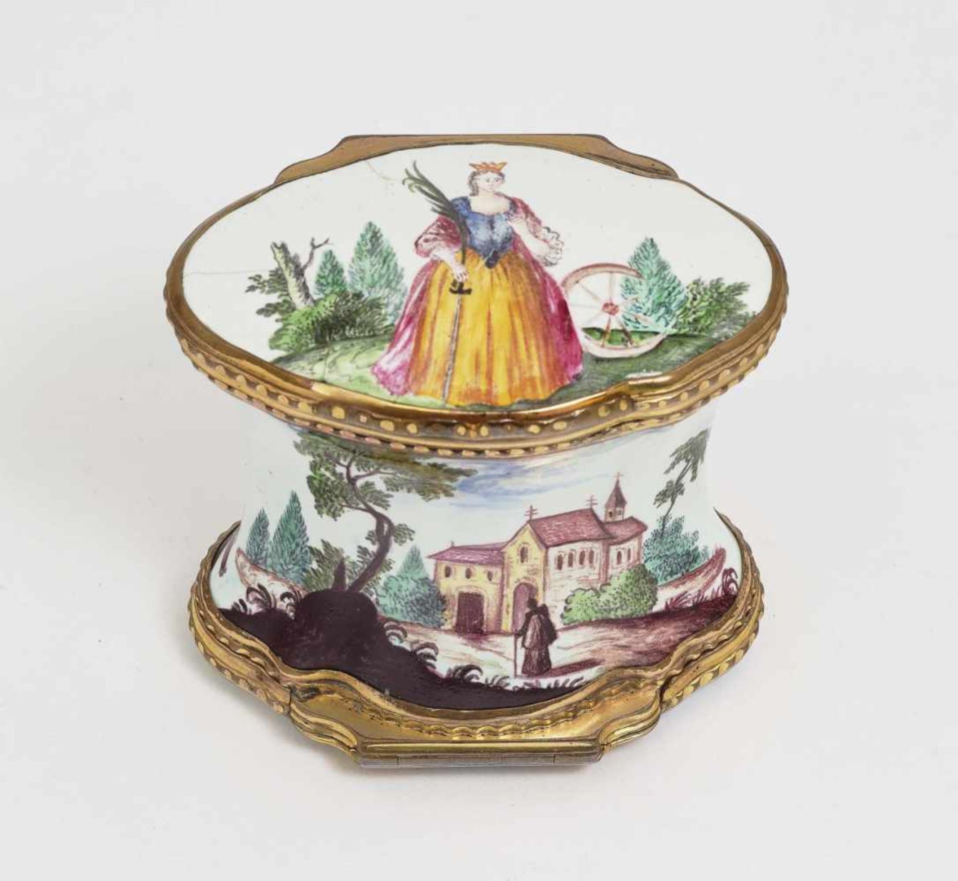 A Double Snuff BoxGerman, third quarter of the 18th Century Enamel on copper. Gold-plated copper - Bild 2 aus 4