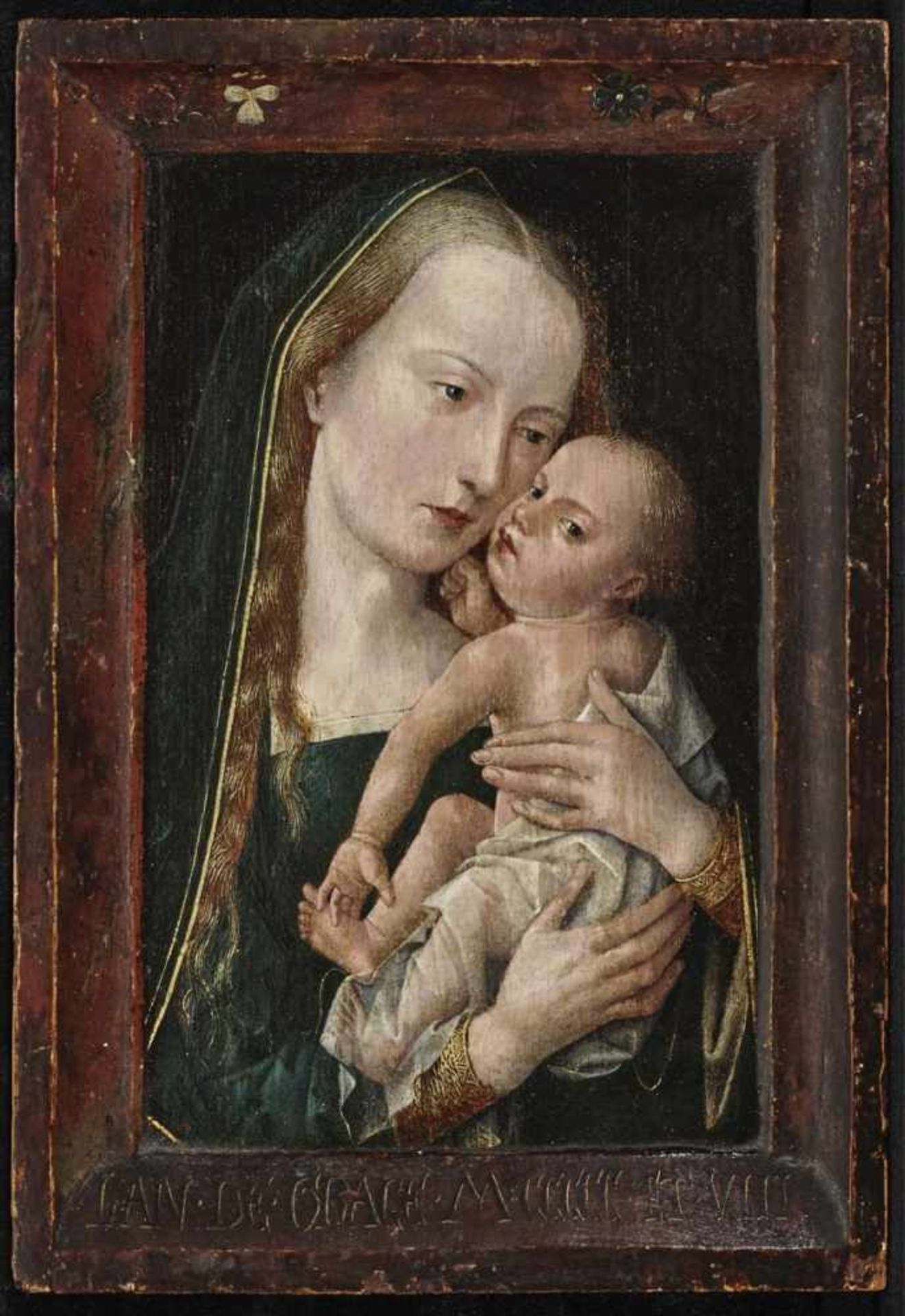 Flemish School (?) early 16th CenturyMadonna and Child On the frame, inscribed ''I[...].DE.GRACE'' - Bild 2 aus 2