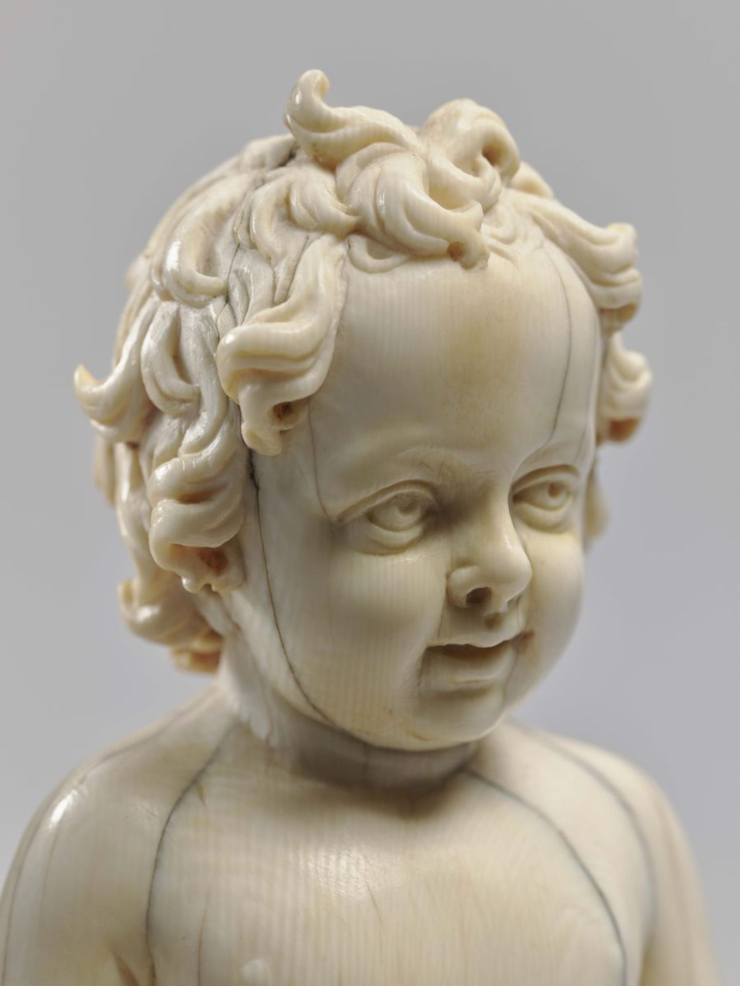CupidFlemish, 16th Century Ivory, carved in full round. Wings missing. Height 17 cm.Angel, - Bild 3 aus 3