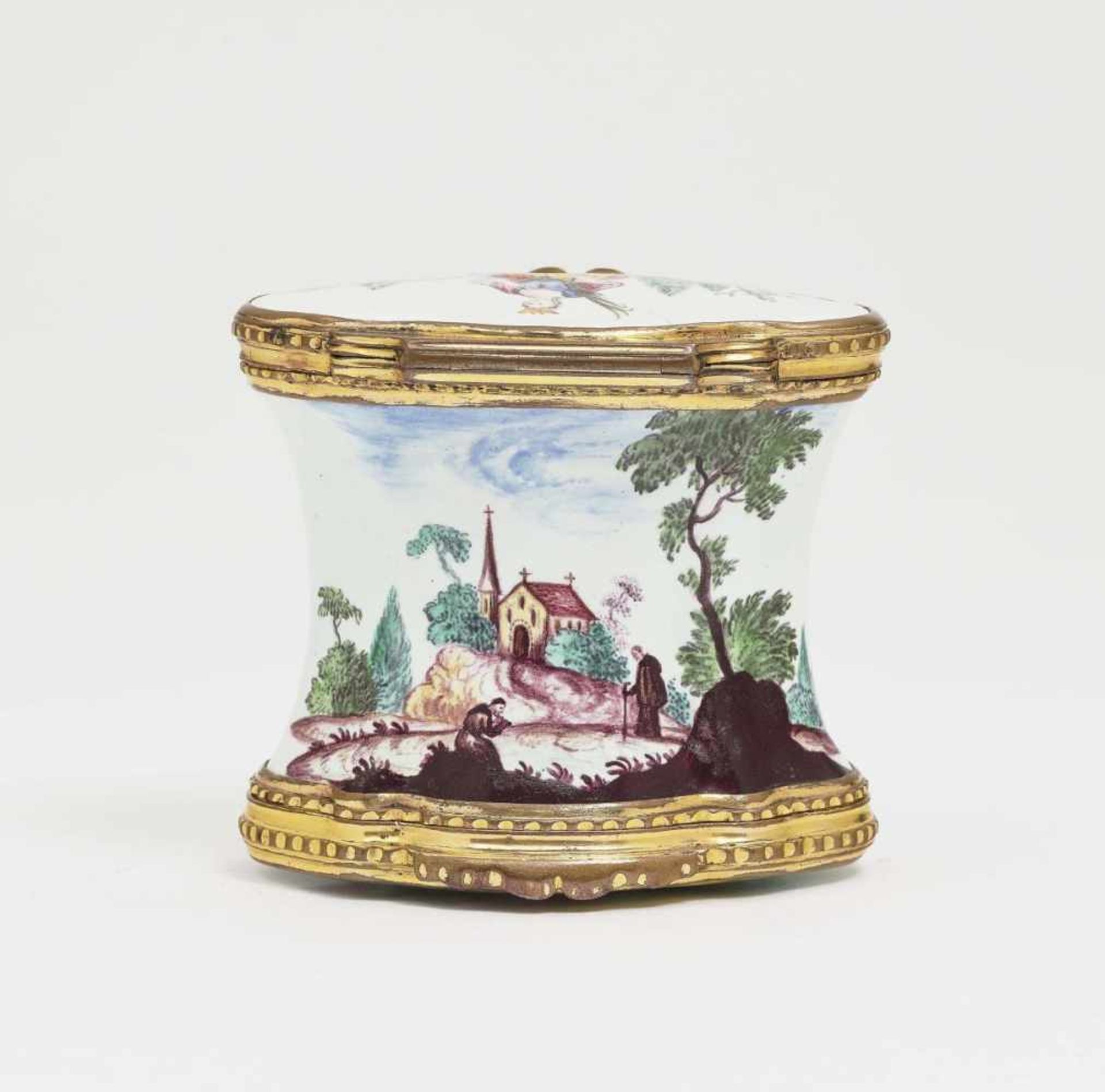 A Double Snuff BoxGerman, third quarter of the 18th Century Enamel on copper. Gold-plated copper - Bild 4 aus 4