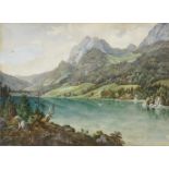 Michael LuegerA Mountain Lake (Urnerlake?) Signed lower left and dated 1840. Verso stamped ''Aus dem