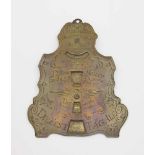 A Perpetual CalendarGerman, 18th Century Brass. Apertures for date and month display, day and