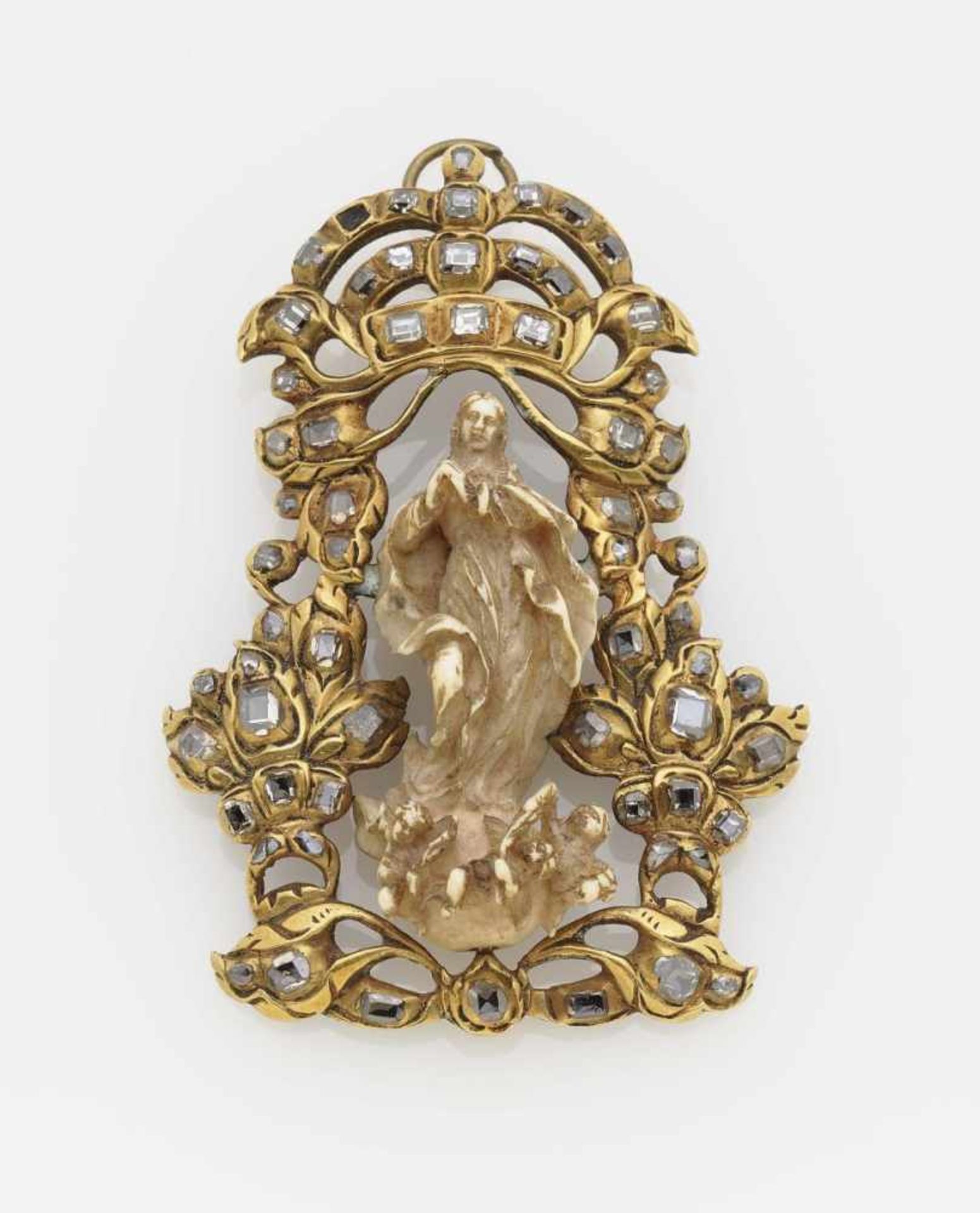 A Pendant depicting the Virgin of the Immaculate ConceptionProbably Flemish, mid-17th Century 18K