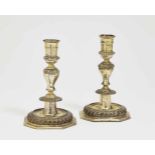 A Pair of CandlesticksAugsburg, 1701 - 1705, Georg III Lotter Silver, gold-plated. Faceted