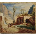 Carl Blechen, 1798 Cottbus - 1840 BerlinThe Valley of the Mills, Amalfi Oil on paper mounted on