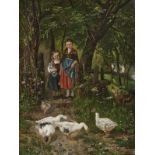 Johann Sperl, 1840 Buch near Fürth - 1914 Bad AiblingThe Goose Girl Accompanied by a girl with a