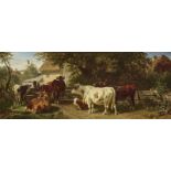 Johann Friedrich Voltz, 1817 Nördlingen - 1886 MunichCattle at the Gate Signed lower right,