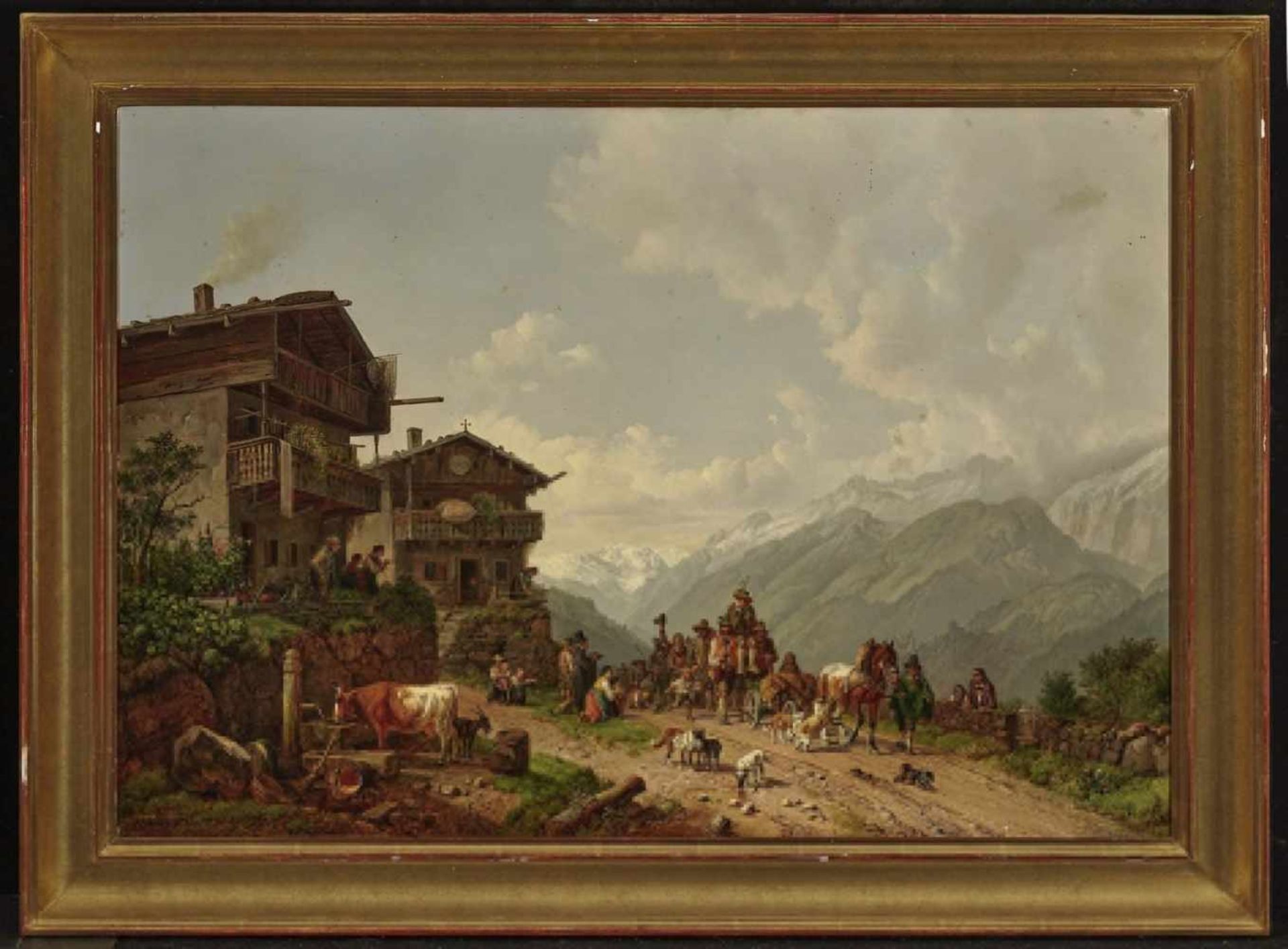 Heinrich Bürkel, 1802 Pirmasens - 1869 MunichReturn from the Bear Hunt Signed lower left. Oil on - Bild 2 aus 2