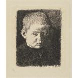 Wilhelm LeiblPortrait of a Boy Plate signed lower right and dated (18)74. Etching on handmade