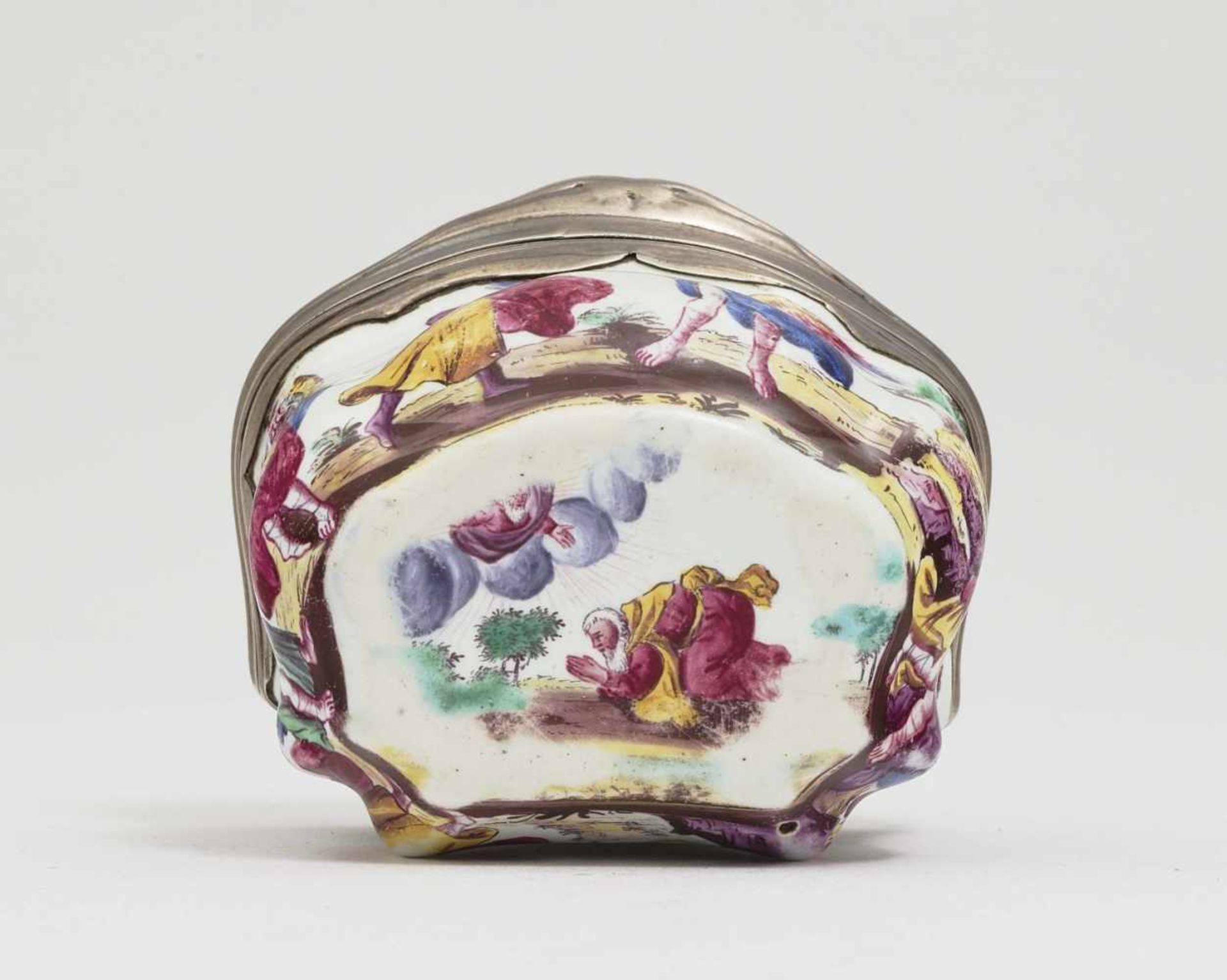 A Snuff BoxGerman, 2nd half of the 18th Century Enamel on copper. Silver mount. Minor rubbing. 4 x - Bild 4 aus 4