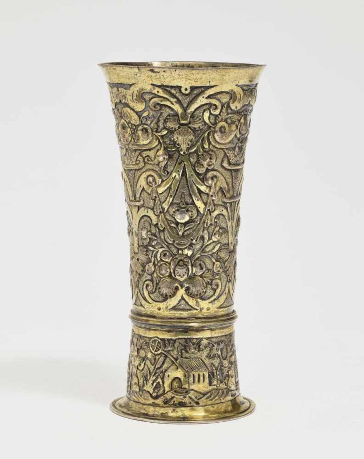 A Silver BeakerKronstadt, 1630 - 1633, Bartholomaeus Igell jun. Silver, gold-plated. Tapering
