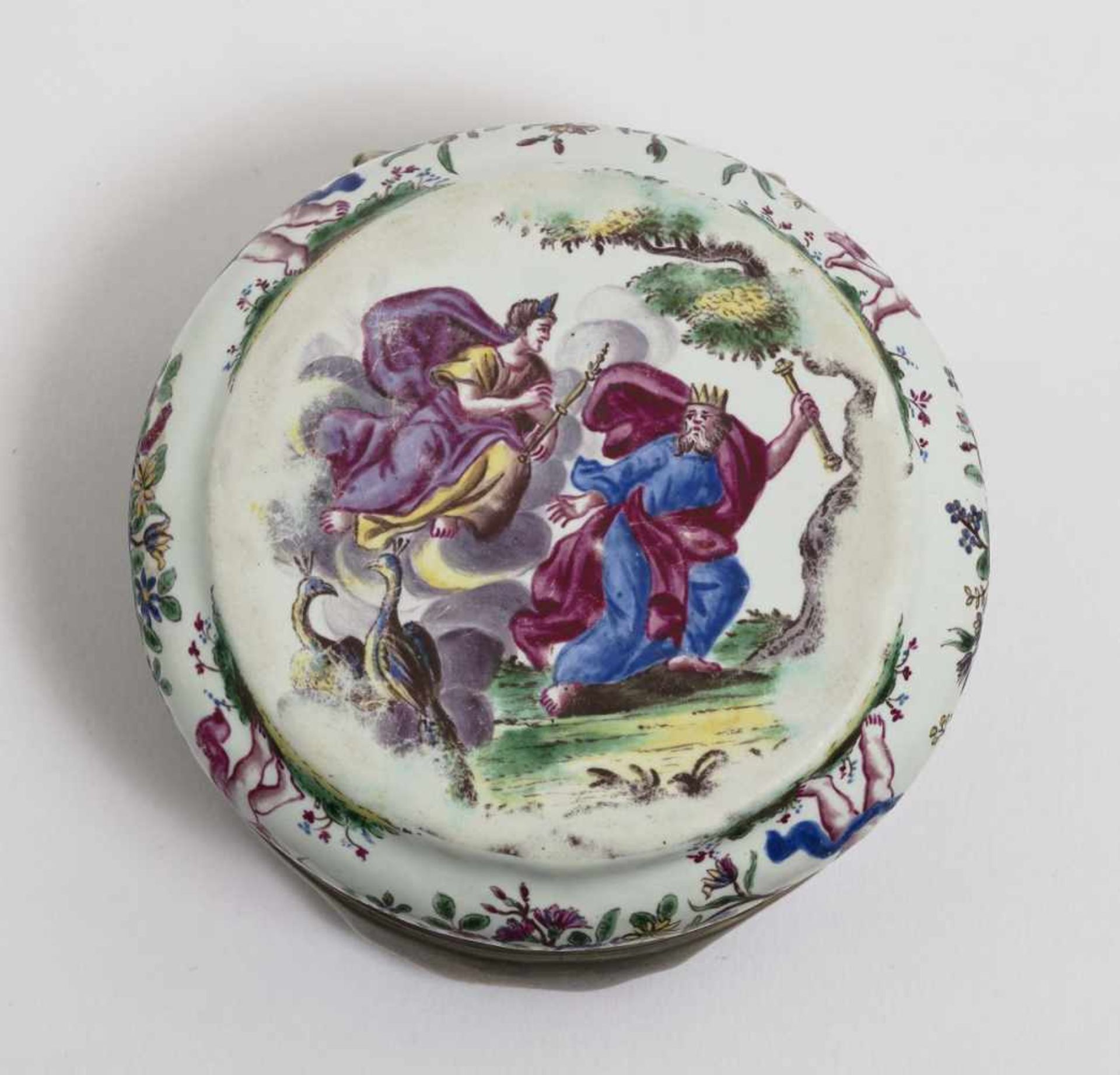 A Snuff BoxGerman (Augsburg), 18th Century Enamel on copper. Silver mount. The lid, monogrammed '' - Bild 5 aus 5