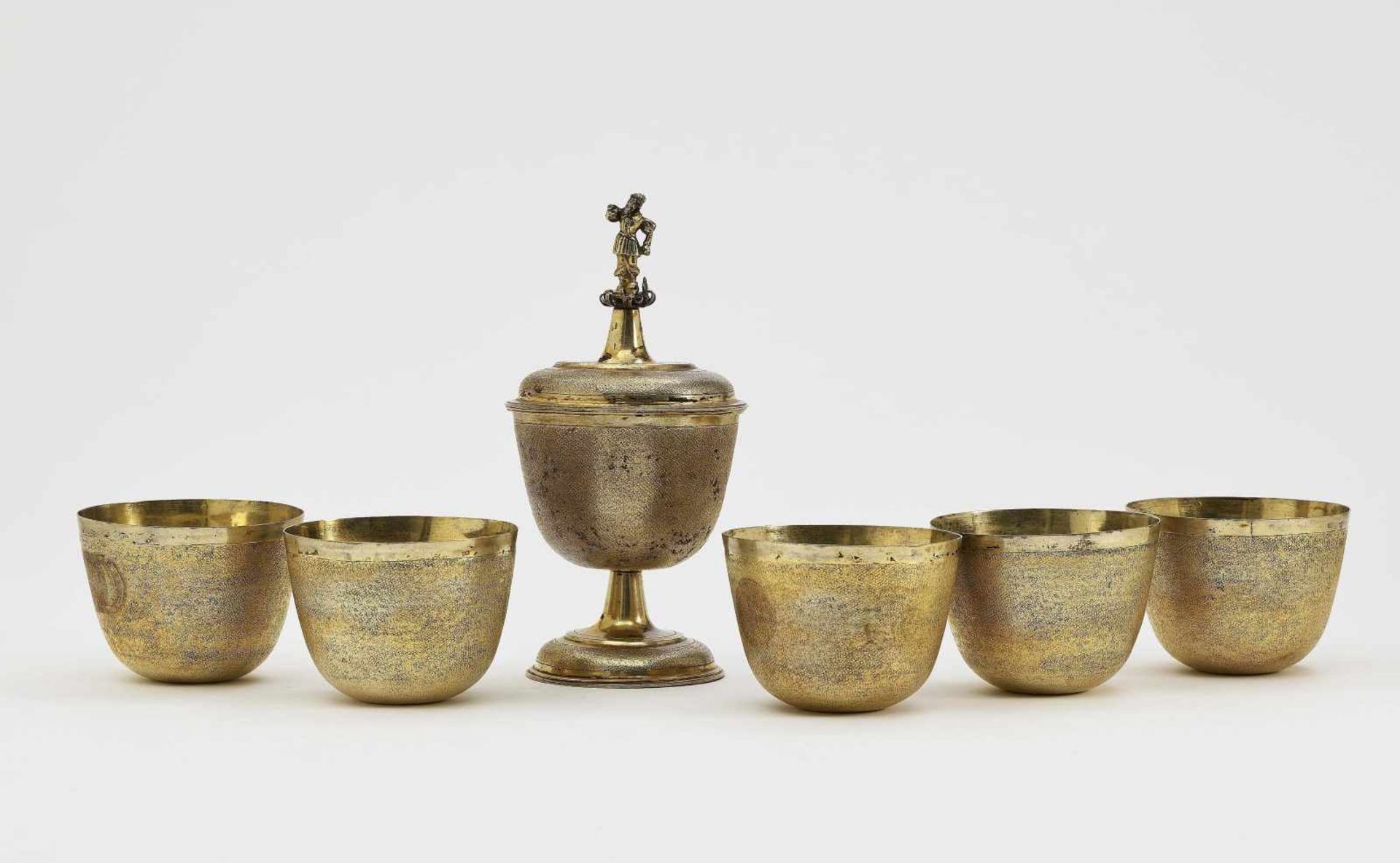 A Set of Six Tumbler Cups with CoverRegensburg (?), 17th Century, master H. F. (probably Hans Ludwig