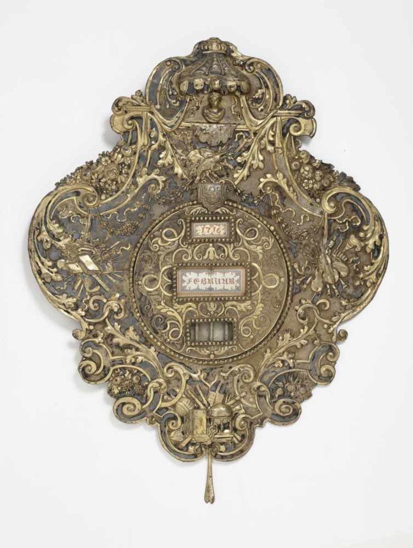 A Perpetual CalendarAugsburg, 1713 - 1717, Gabriel I Bessmann Silver, gold-plated. Quatrefoil