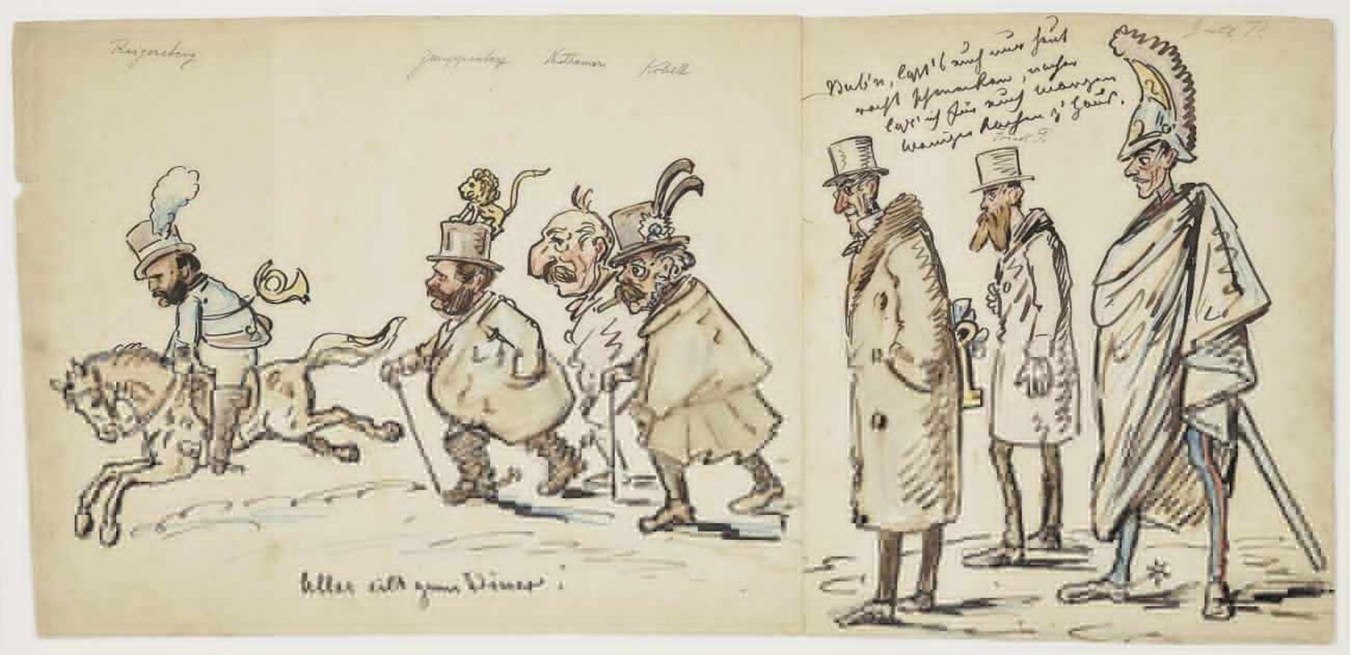 Franz Graf von PocciAlles eilt zum Diner! Titled lower left, inscribed at the upper margin. Coloured