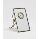 A Table ClockSt. Petersburg, 1908 - 1917, workshop Henrik E. WigströmMount 14 K gold with blue