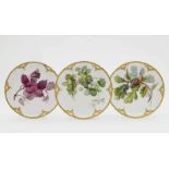 Ten dessert platesKPM Berlin Porcelain. Gilt rim with relief decoration. Each titled on the