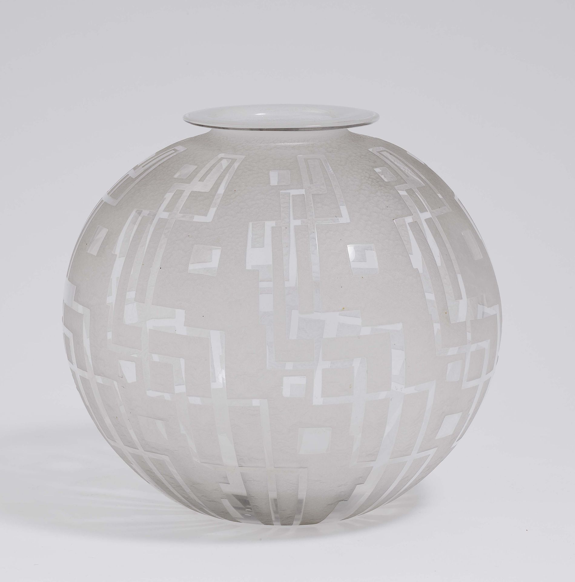 A vaseDaum Frères, Nancy, circa 1925/30 Colourless glass. Decoration etched like frosted glass.