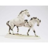 A group of horsesKeramos, Vienna, Rudolf Chocholka Ceramic, green-brown decorated. Stamped on the