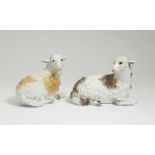 Two Lying SheepMeissen, circa 1760, model by J. J. Kändler and P. Reinicke Porcelain. One with