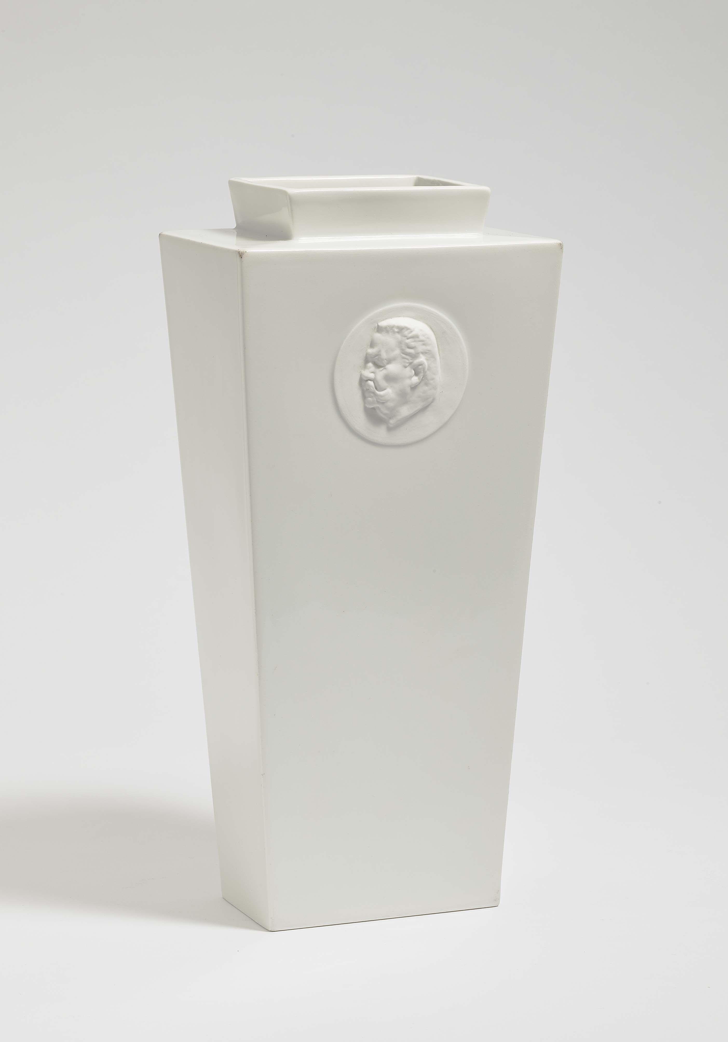 A vaseKPM Berlin, 1927 Design by Bruno Paul, Hindenburg relief by Edwin Scharf Porcelain, white.
