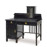 A deskThonet Brothers, Vienna, circa 1906 Beech, black stained. Hutch with faceted glass door. Brass