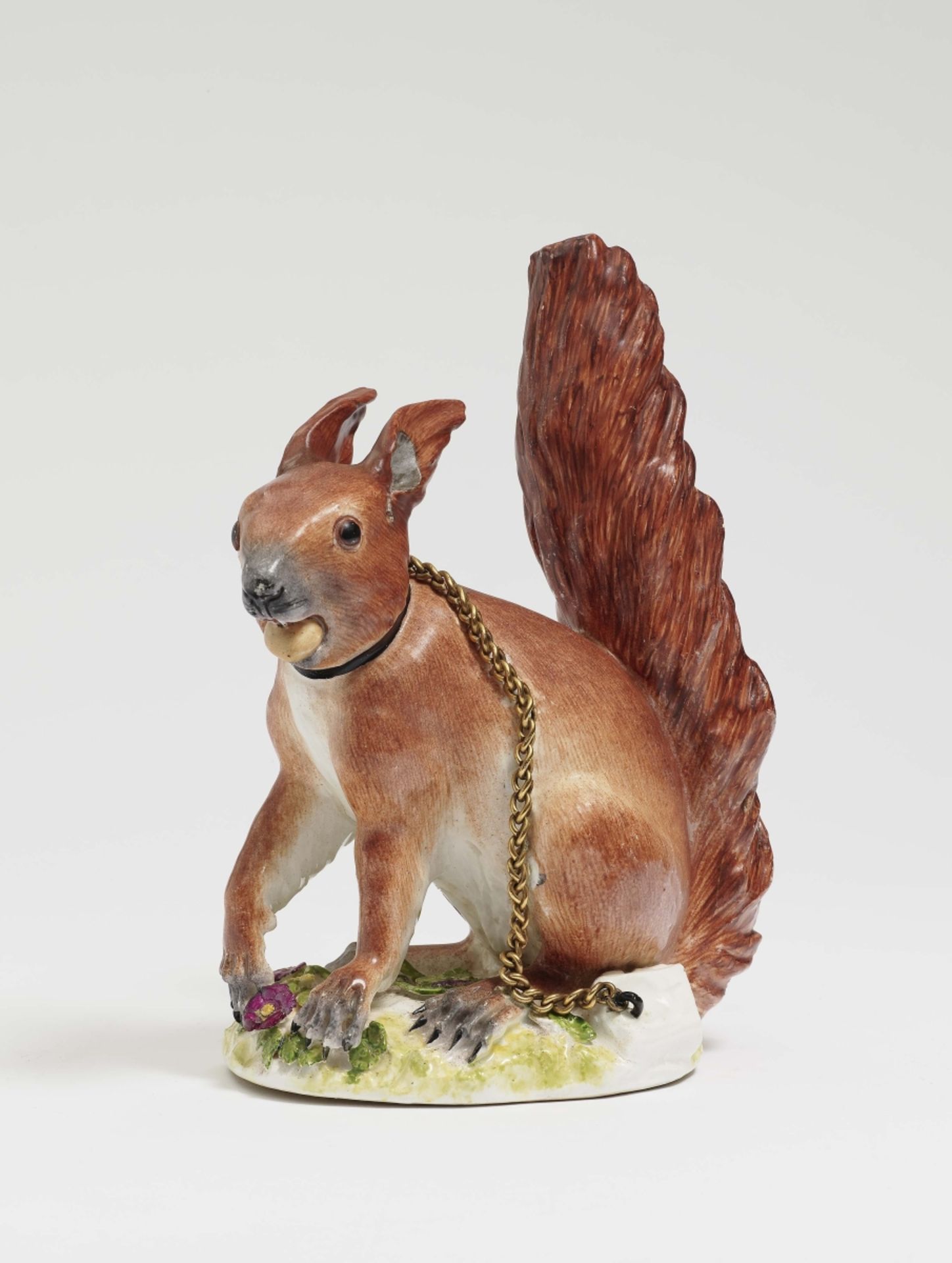 Big squirrelMeissen, mid-18th century Porcelain. Polychrome decoration. Blue crossed swords mark