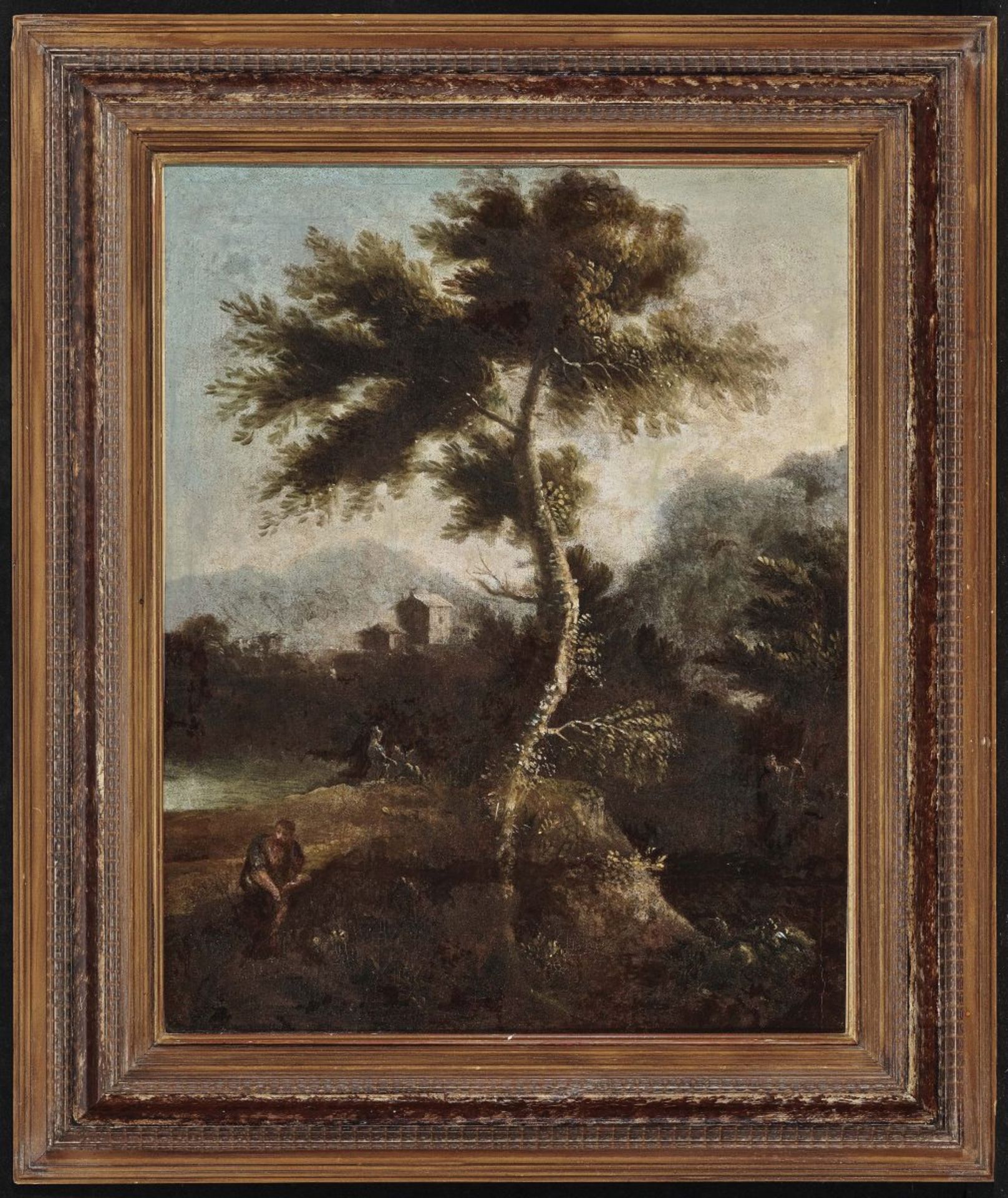 Italian School 17th centuryLandscape with Trees and Figure Scenery Oil on canvas. 63 x 50 cm. - Bild 2 aus 2