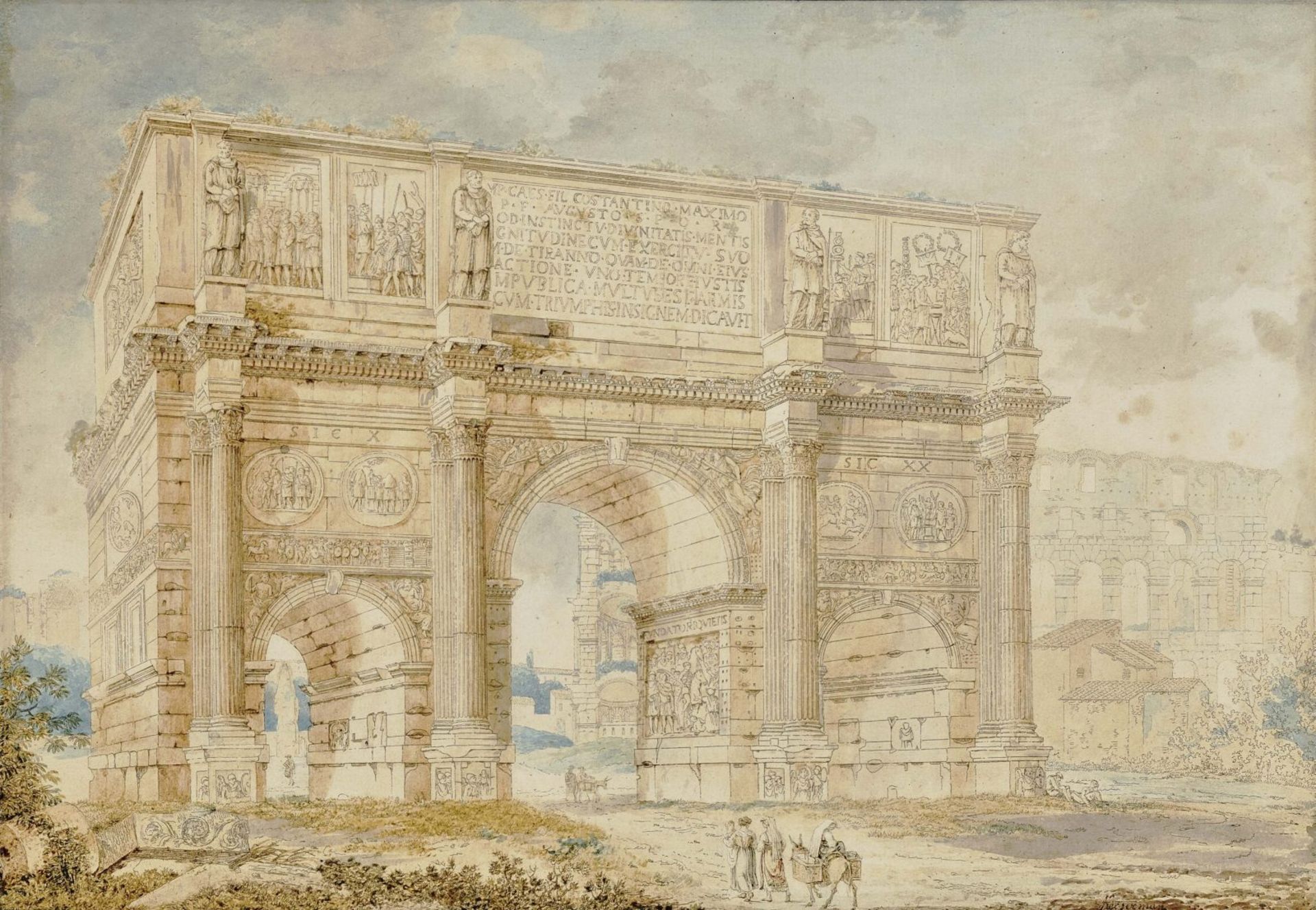 Kaisermann, FranzRoman Views: Colosseum - Arch of Constantine Two watercolours. Each signed ''