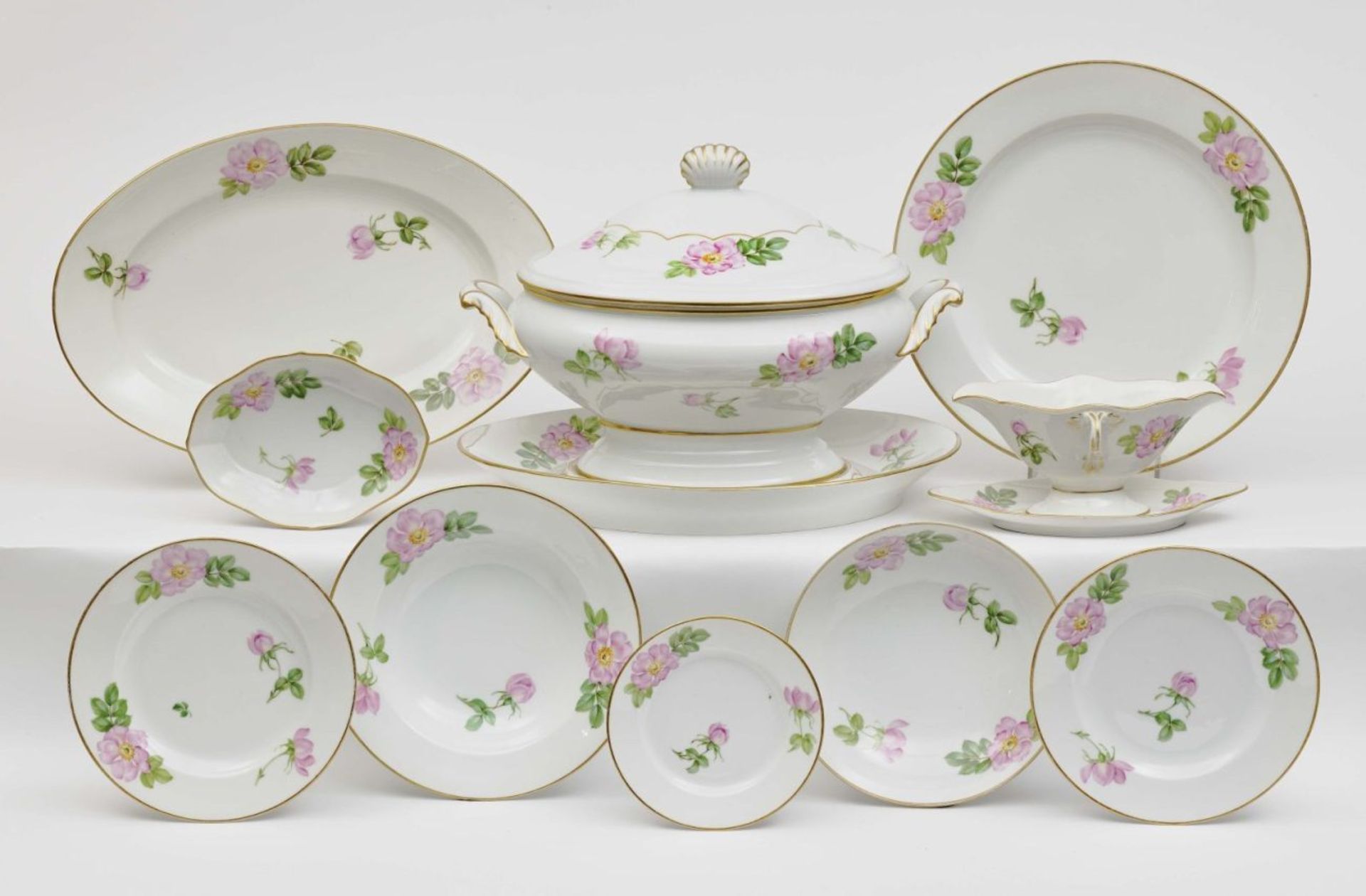 A 62-piece ''Wild Rose'' dinner serviceRoyal Porcelain Factory of Copenhagen, circa 1910