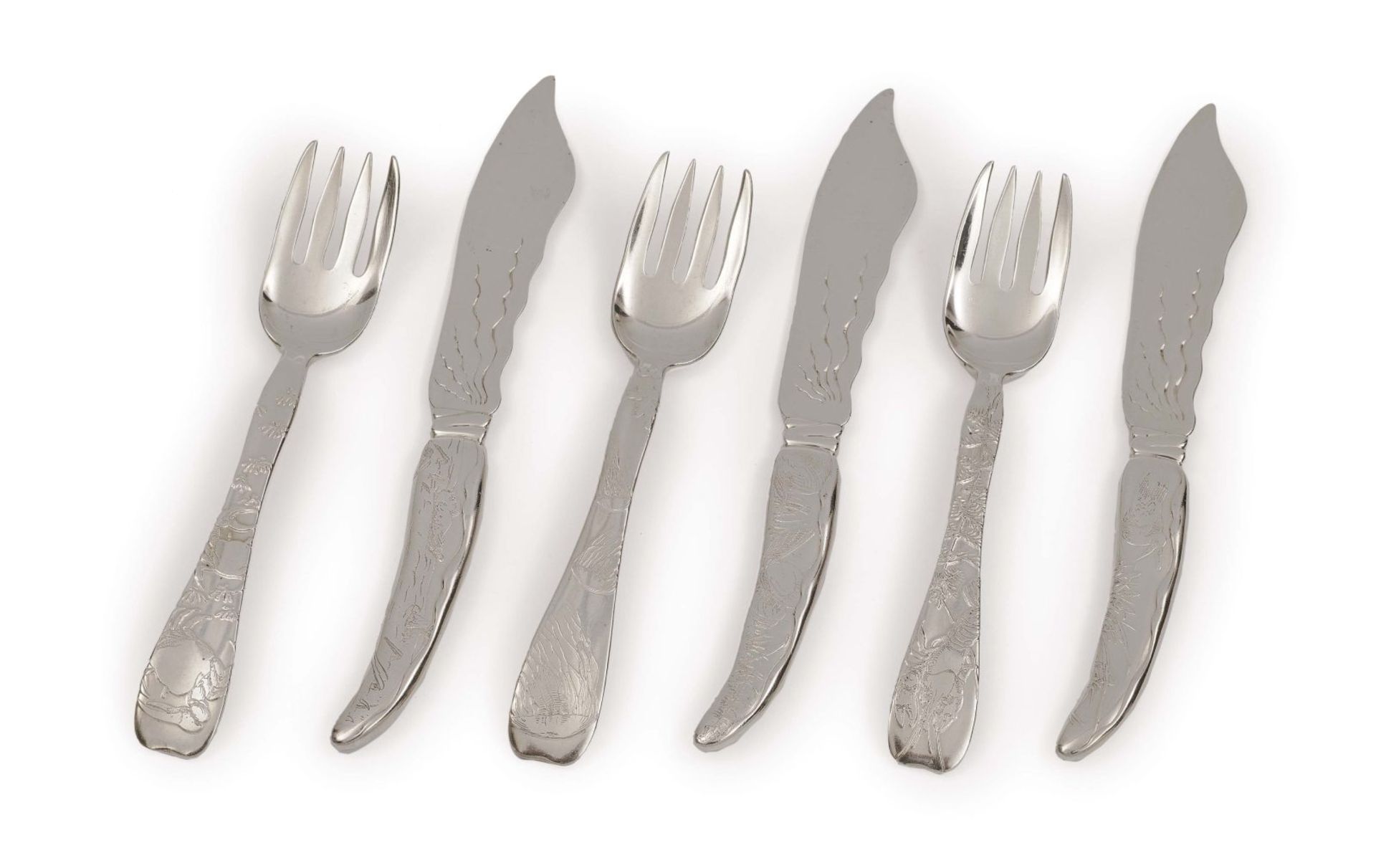 A 24-piece set of fish knives and forksTiffany & Co., New York, probably circa 1900 Silver. Relief