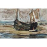 Seyler, JuliusBoat on the Beach at Low Tide Signed lower right. Titled on an adhesive label and