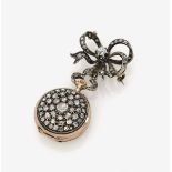 A Brooch and a Lady's Pocket WatchFrance, circa 1900 18K rose gold (750/-) and silver, tested.