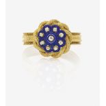 Bracelet with Blue Enamel and DiamondsGermany, circa 1855 18k yellow gold (750/-), tested. 9