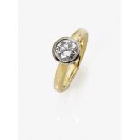 A Diamond Solitaire Ring18K white and yellow gold (750/-), stamped. Maker's mark BS. 1 brilliant-cut