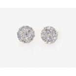 A Pair of Diamond Ear StudsGermany, 2000s 18K white gold (750/-), stamped. 38 small, brilliant-cut