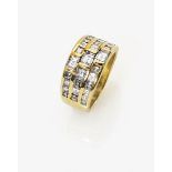 A Diamond Ring18K yellow gold (750/-), stamped. Maker's mark A. 31 baguette and square-cut diamonds,